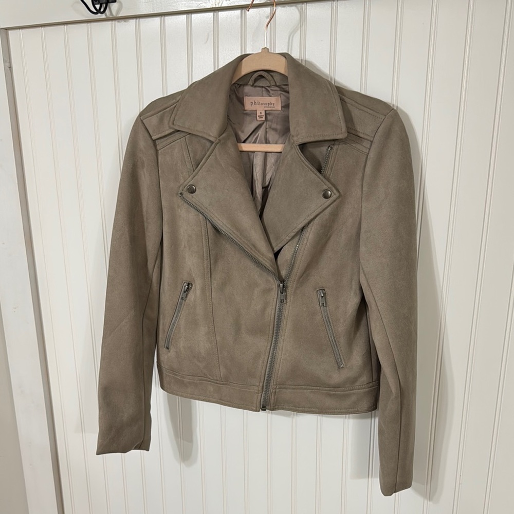 Philosophy Tan Leather Jacket Classic Style